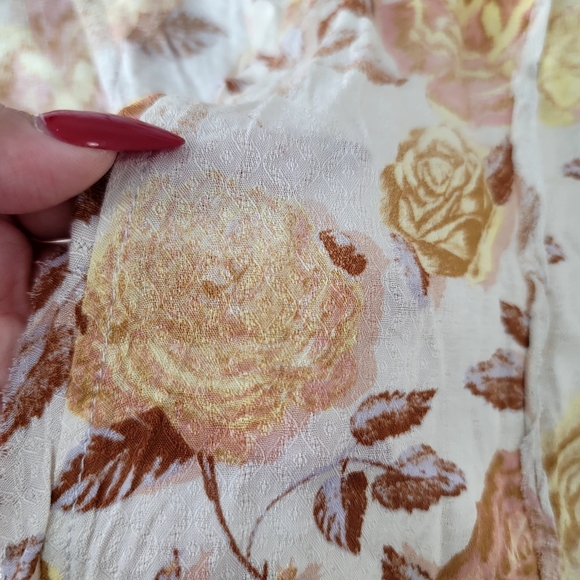 Free People Floral Bodysuit Large  Romantic Bell Sleeve | Western Gothic Nwot - Picture 15 of 17